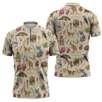 Australia Native Animals Zipper Polo Shirt Aussie Aboriginal Art Seamless Vibes - Aussie Hoodie