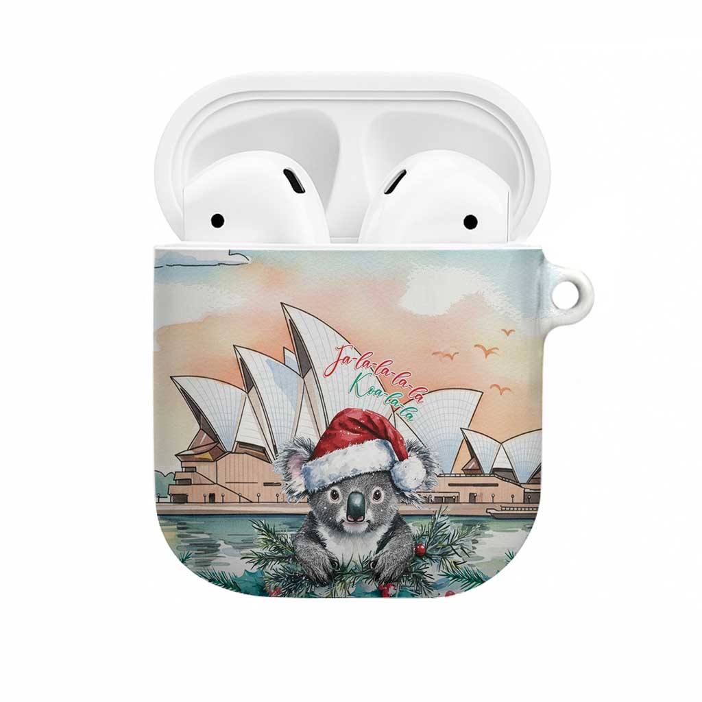 Australia Christmas AirPods Case Koala Santa Sydney Opera House Watercolor - Aussie Hoodie
