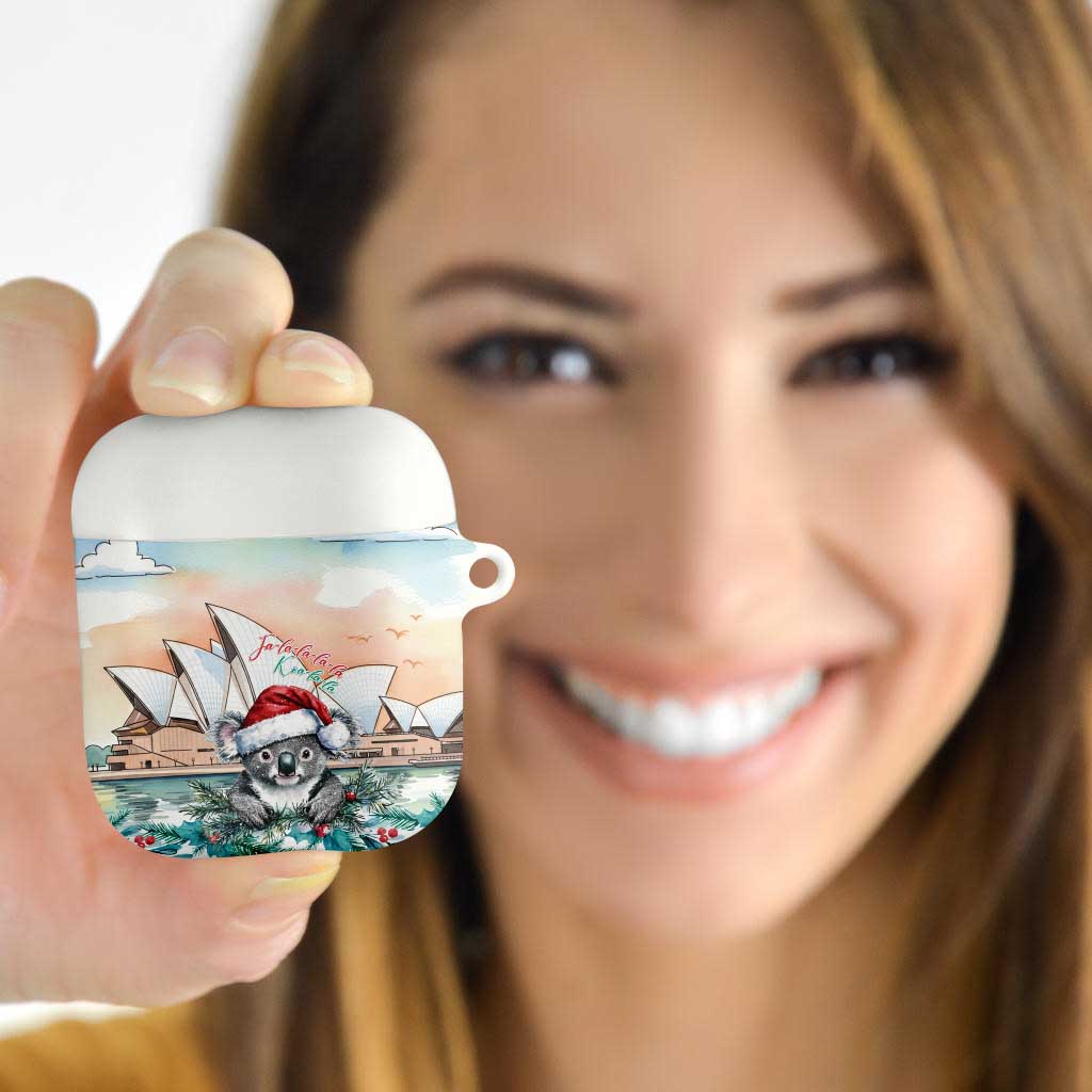 Australia Christmas AirPods Case Koala Santa Sydney Opera House Watercolor - Aussie Hoodie