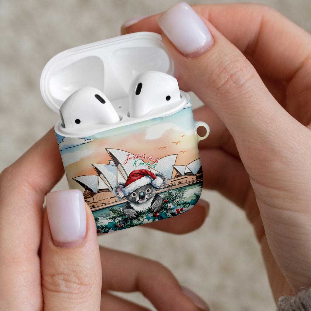 Australia Christmas AirPods Case Koala Santa Sydney Opera House Watercolor - Aussie Hoodie