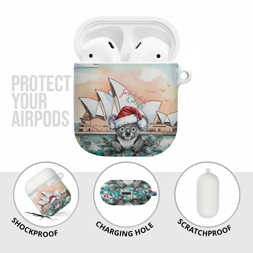 Australia Christmas AirPods Case Koala Santa Sydney Opera House Watercolor - Aussie Hoodie