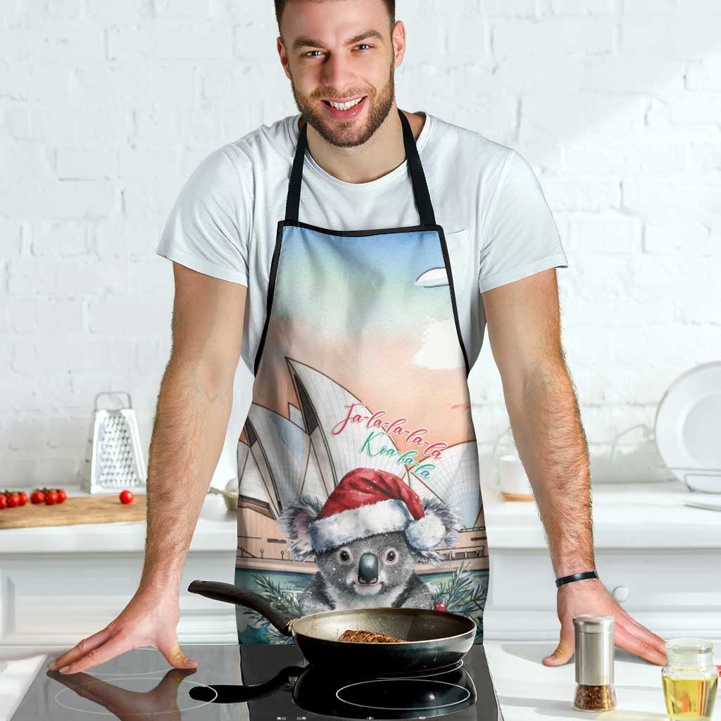 Australia Christmas Apron Koala Santa Sydney Opera House Watercolor - Aussie Hoodie