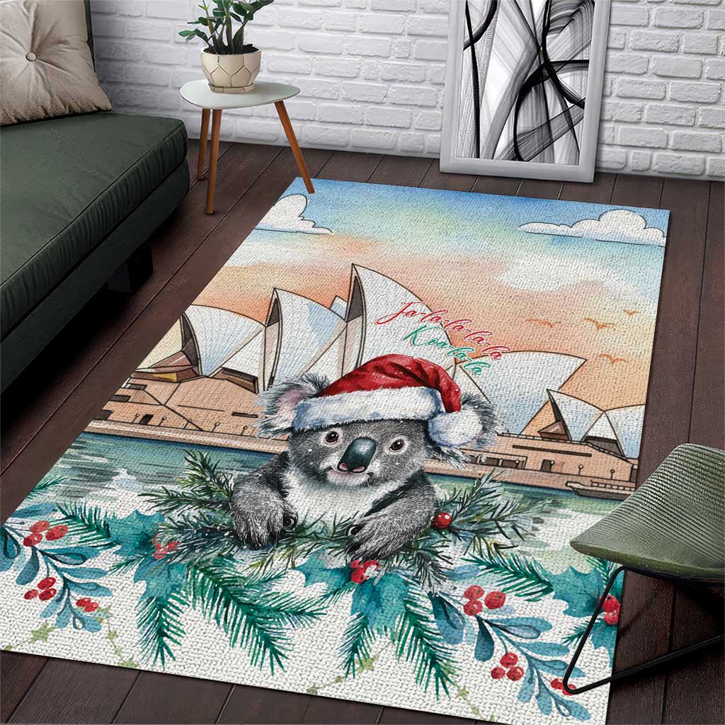 Australia Christmas Area Rug Koala Santa Sydney Opera House Watercolor - Aussie Hoodie