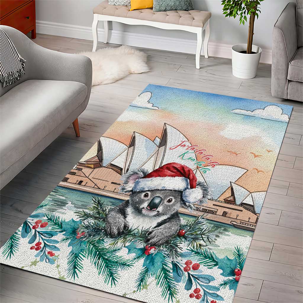 Australia Christmas Area Rug Koala Santa Sydney Opera House Watercolor - Aussie Hoodie