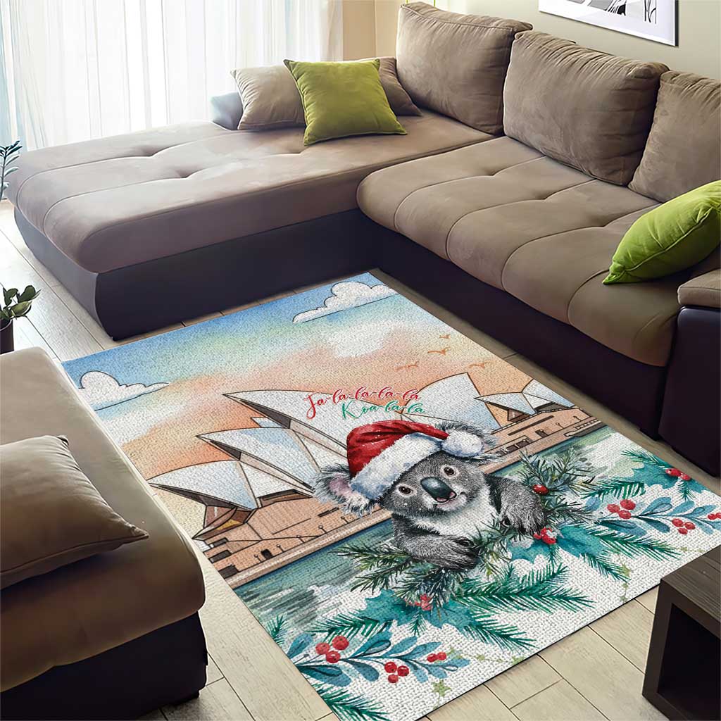 Australia Christmas Area Rug Koala Santa Sydney Opera House Watercolor - Aussie Hoodie
