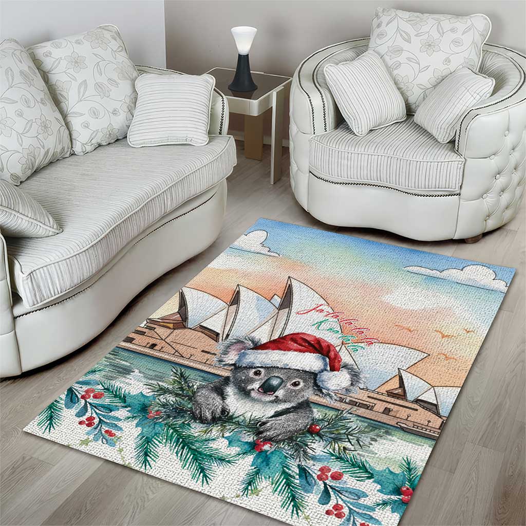 Australia Christmas Area Rug Koala Santa Sydney Opera House Watercolor - Aussie Hoodie