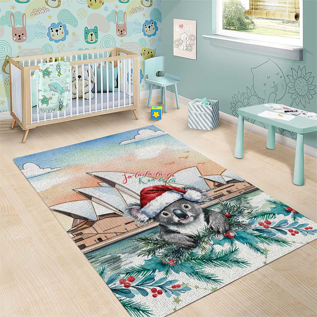 Australia Christmas Area Rug Koala Santa Sydney Opera House Watercolor - Aussie Hoodie
