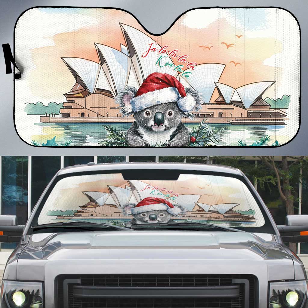 Australia Christmas Auto Sun Shade Koala Santa Sydney Opera House Watercolor - Aussie Hoodie