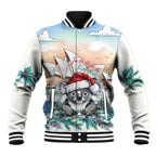 Australia Christmas Baseball Jacket Koala Santa Sydney Opera House Watercolor - Aussie Hoodie