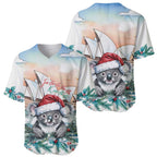 Australia Christmas Baseball Jersey Koala Santa Sydney Opera House Watercolor - Aussie Hoodie