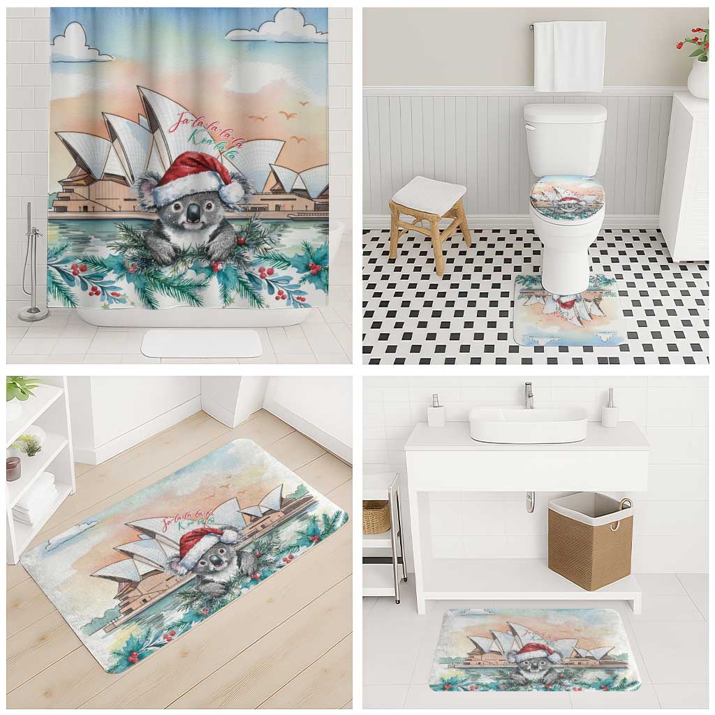 Australia Christmas Bathroom Set Koala Santa Sydney Opera House Watercolor - Aussie Hoodie
