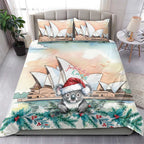 Australia Christmas Bedding Set Koala Santa Sydney Opera House Watercolor - Aussie Hoodie
