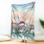 Australia Christmas Blanket Koala Santa Sydney Opera House Watercolor - Aussie Hoodie