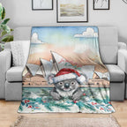 Australia Christmas Blanket Koala Santa Sydney Opera House Watercolor - Aussie Hoodie