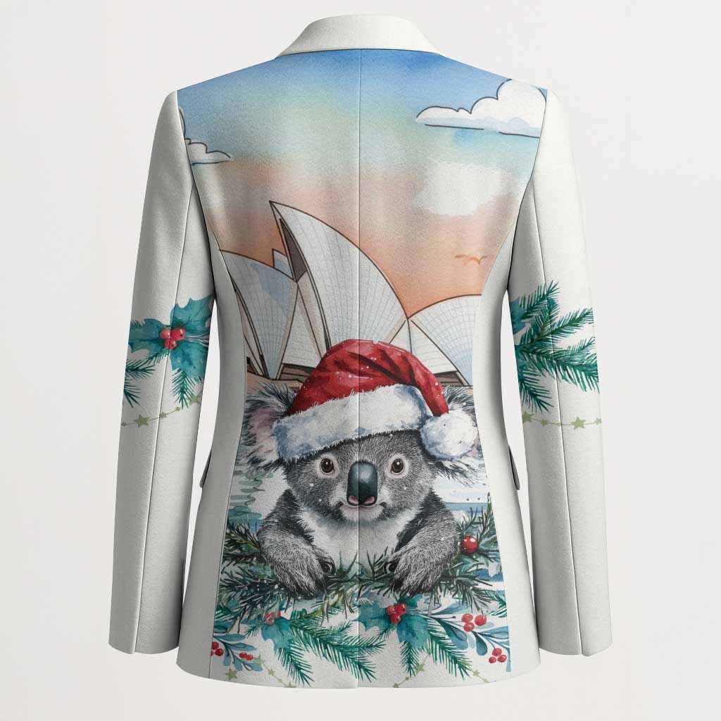 Australia Christmas Blazer Koala Santa Sydney Opera House Watercolor - Aussie Hoodie