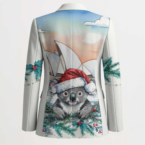 Australia Christmas Blazer Koala Santa Sydney Opera House Watercolor - Aussie Hoodie