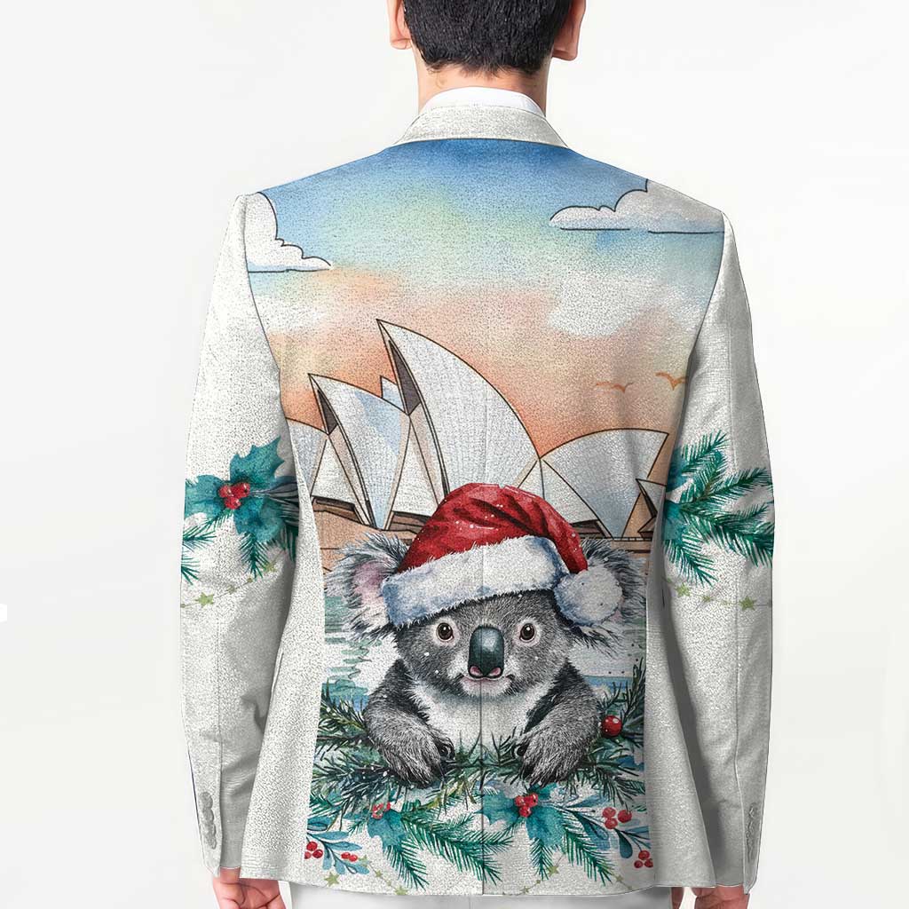 Australia Christmas Blazer Koala Santa Sydney Opera House Watercolor - Aussie Hoodie