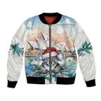 Australia Christmas Bomber Jacket Koala Santa Sydney Opera House Watercolor - Aussie Hoodie