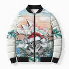 Australia Christmas Bomber Puffer Jacket Koala Santa Sydney Opera House Watercolor - Aussie Hoodie