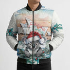 Australia Christmas Bomber Puffer Jacket Koala Santa Sydney Opera House Watercolor - Aussie Hoodie