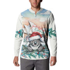 Australia Christmas Button Sweatshirt Koala Santa Sydney Opera House Watercolor - Aussie Hoodie