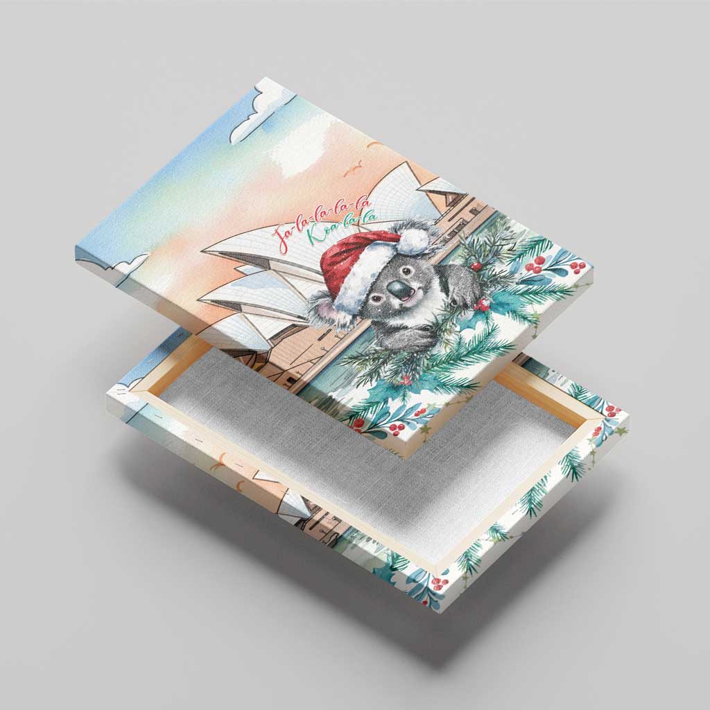 Australia Christmas Canvas Wall Art Koala Santa Sydney Opera House Watercolor - Aussie Hoodie