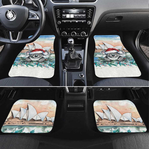 Australia Christmas Car Mats Koala Santa Sydney Opera House Watercolor - Aussie Hoodie