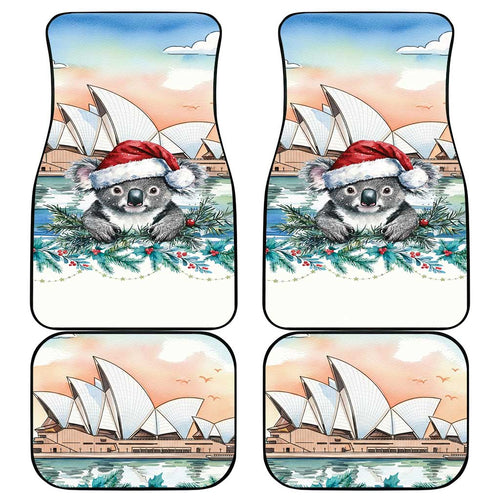 Australia Christmas Car Mats Koala Santa Sydney Opera House Watercolor - Aussie Hoodie