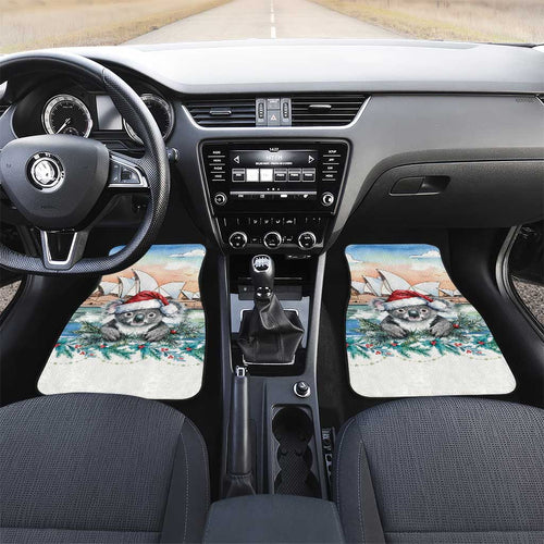 Australia Christmas Car Mats Koala Santa Sydney Opera House Watercolor - Aussie Hoodie