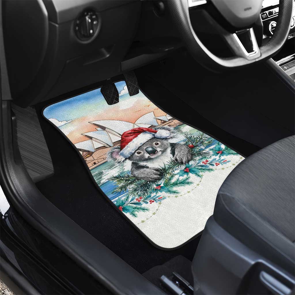 Australia Christmas Car Mats Koala Santa Sydney Opera House Watercolor - Aussie Hoodie