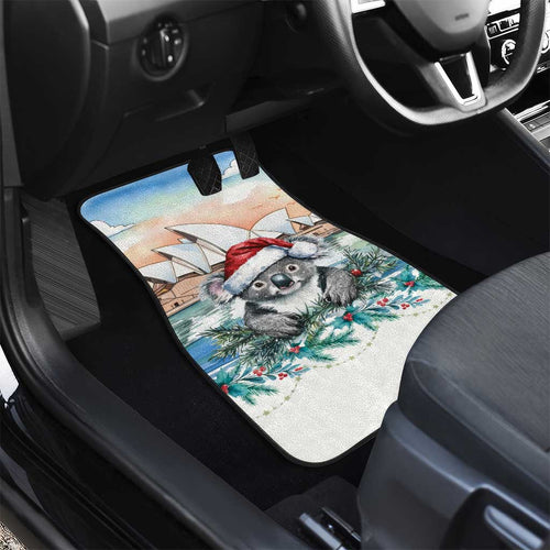 Australia Christmas Car Mats Koala Santa Sydney Opera House Watercolor - Aussie Hoodie