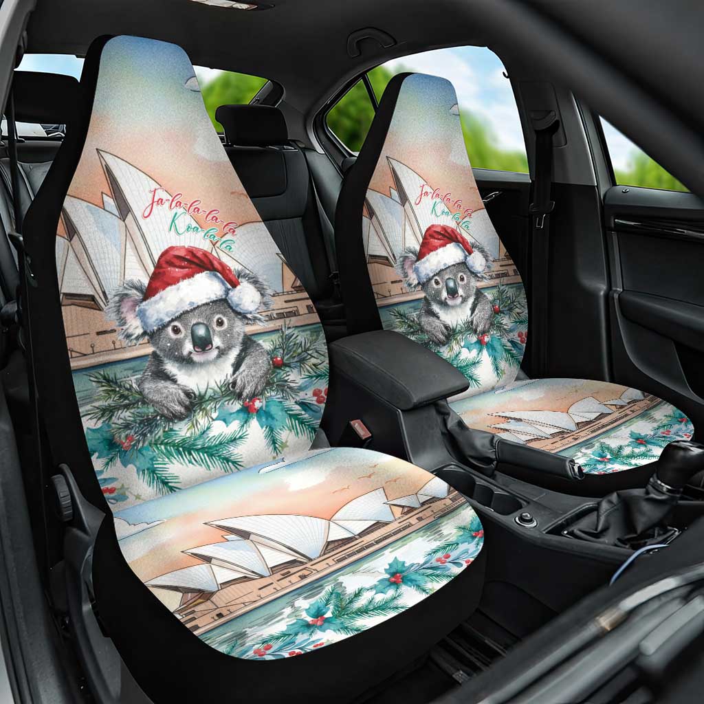 Australia Christmas Car Seat Cover Koala Santa Sydney Opera House Watercolor - Aussie Hoodie