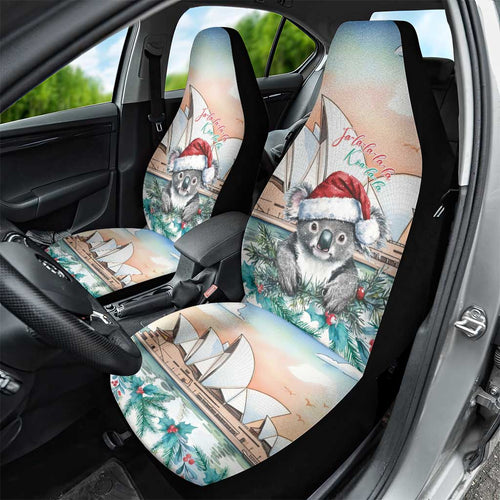 Australia Christmas Car Seat Cover Koala Santa Sydney Opera House Watercolor - Aussie Hoodie