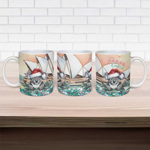 Australia Christmas Ceramic Mug Koala Santa Sydney Opera House Watercolor - Aussie Hoodie
