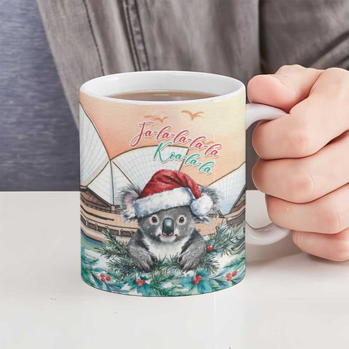 Australia Christmas Ceramic Mug Koala Santa Sydney Opera House Watercolor - Aussie Hoodie