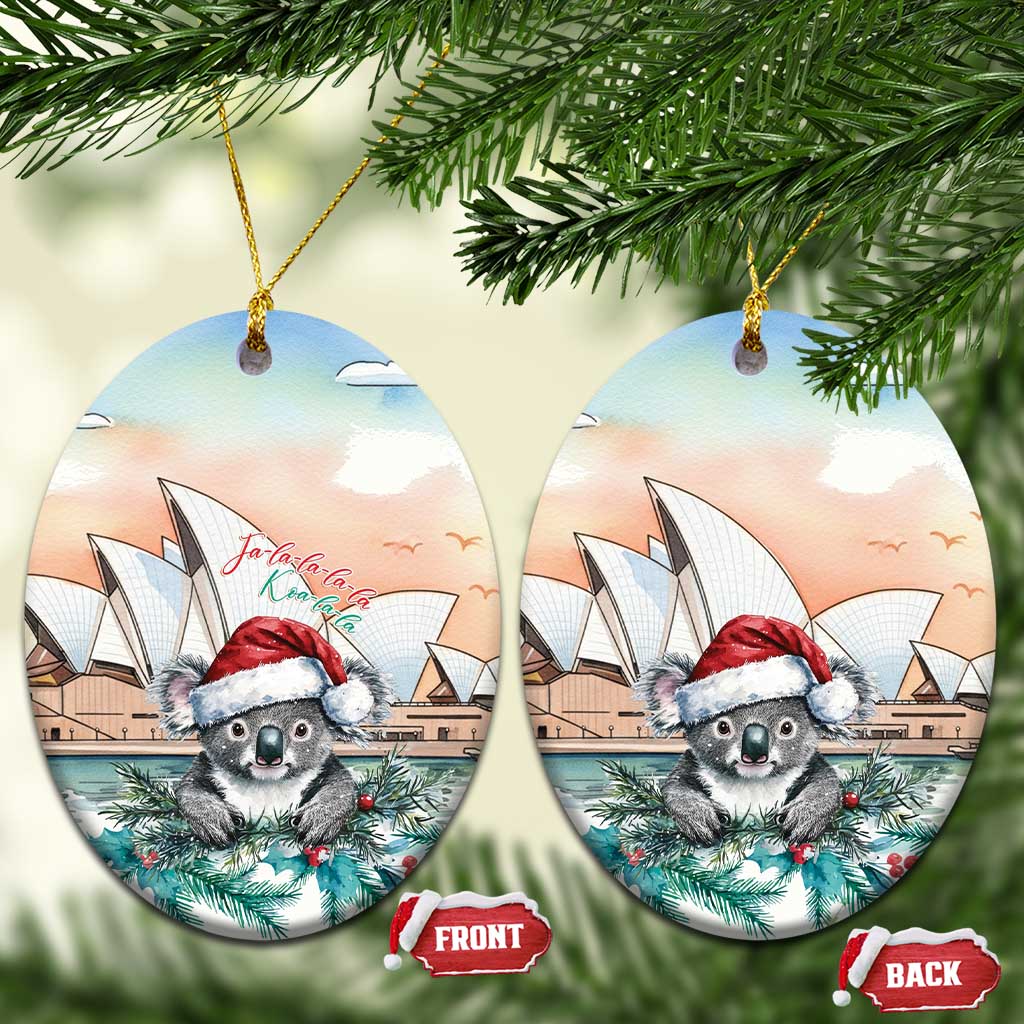 Australia Christmas Ceramic Ornament Koala Santa Sydney Opera House Watercolor - Aussie Hoodie