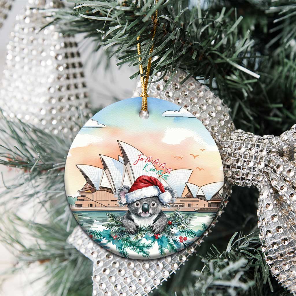 Australia Christmas Ceramic Ornament Koala Santa Sydney Opera House Watercolor - Aussie Hoodie