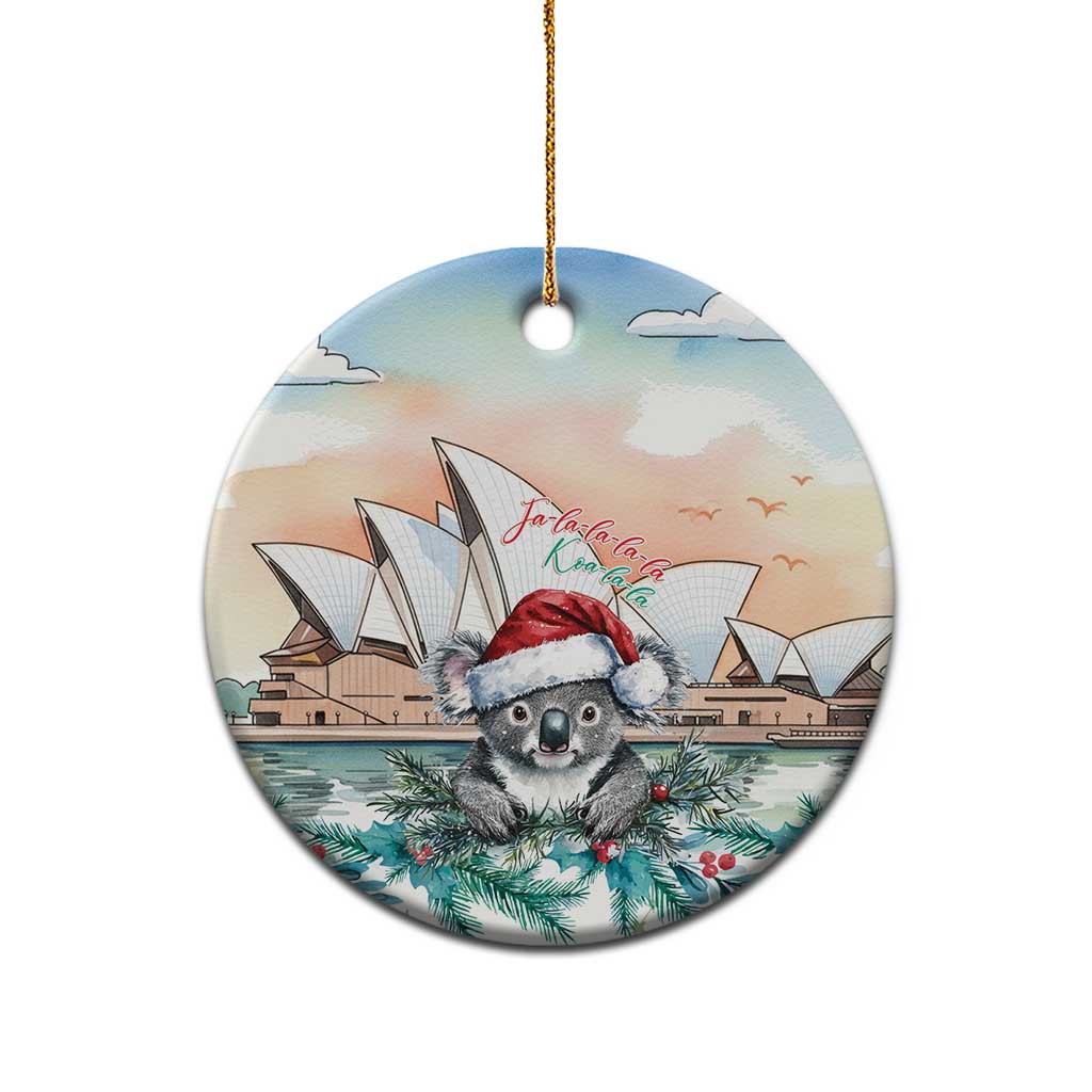 Australia Christmas Ceramic Ornament Koala Santa Sydney Opera House Watercolor - Aussie Hoodie