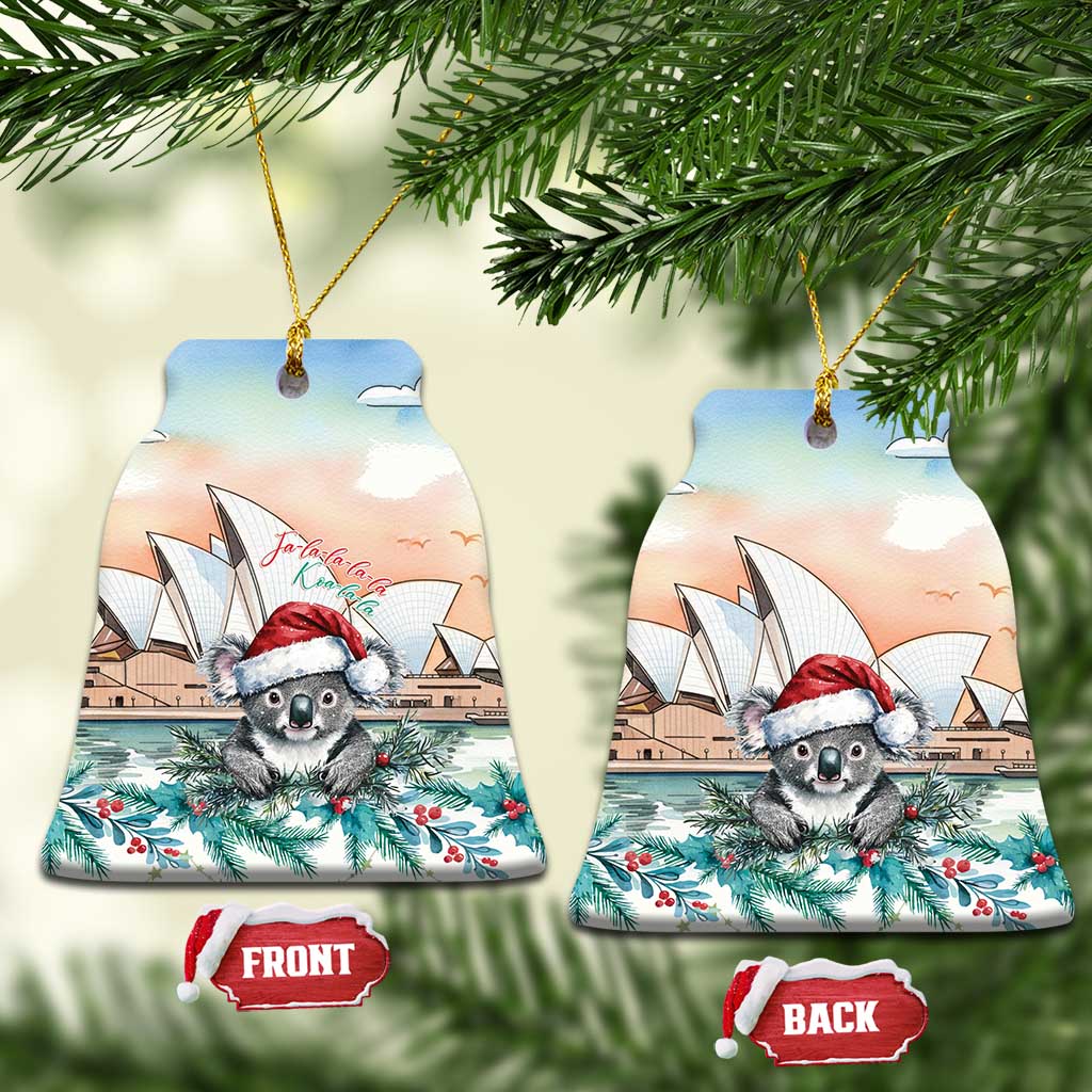Australia Christmas Ceramic Ornament Koala Santa Sydney Opera House Watercolor - Aussie Hoodie