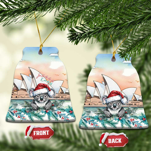 Australia Christmas Ceramic Ornament Koala Santa Sydney Opera House Watercolor - Aussie Hoodie