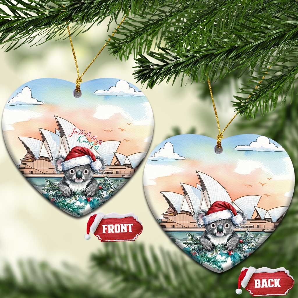 Australia Christmas Ceramic Ornament Koala Santa Sydney Opera House Watercolor - Aussie Hoodie