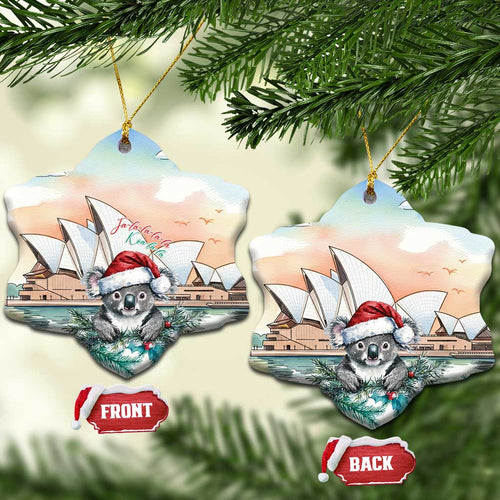 Australia Christmas Ceramic Ornament Koala Santa Sydney Opera House Watercolor - Aussie Hoodie