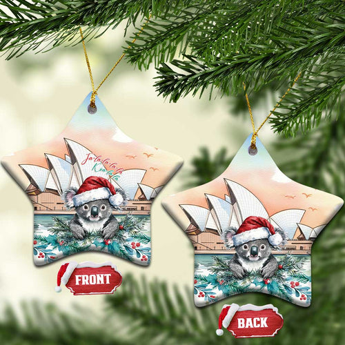 Australia Christmas Ceramic Ornament Koala Santa Sydney Opera House Watercolor - Aussie Hoodie