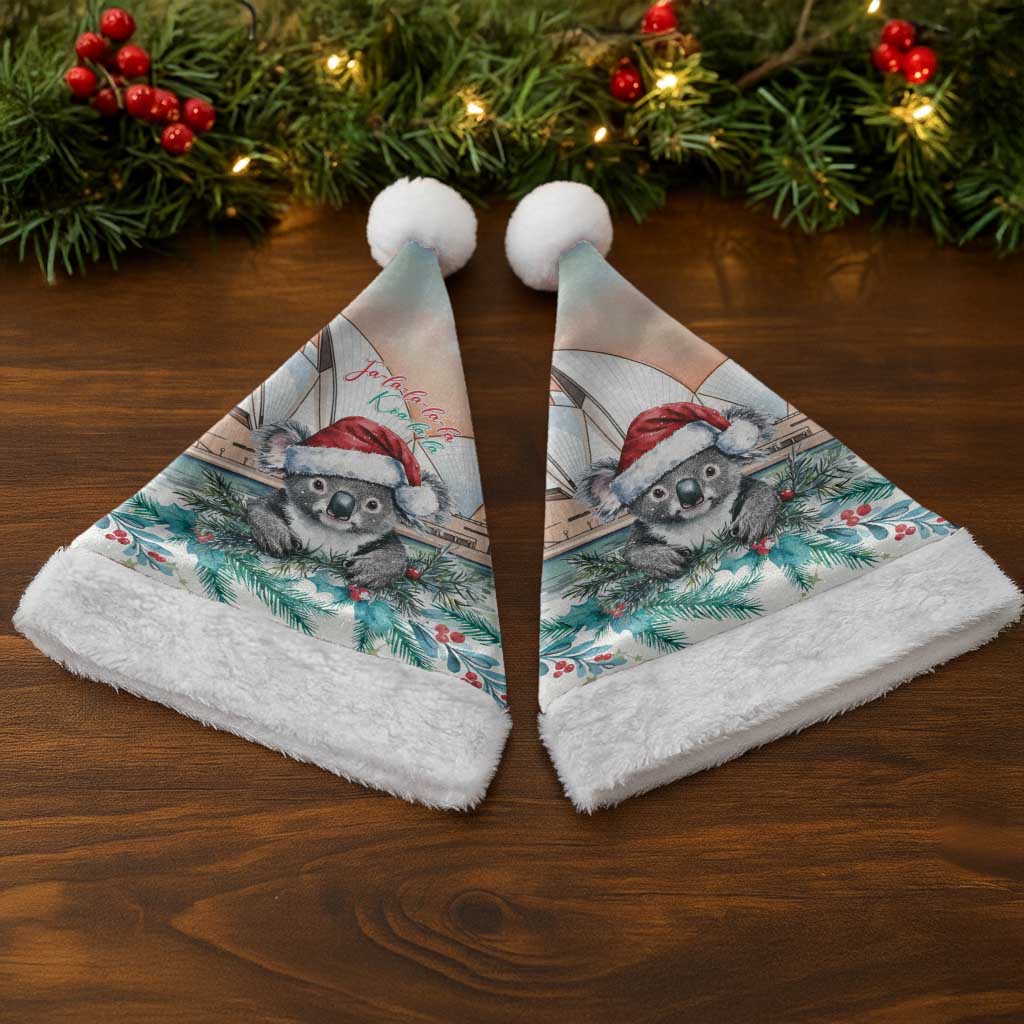 Australia Christmas Santa Hat Koala Santa Sydney Opera House Watercolor - Aussie Hoodie