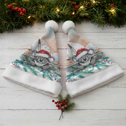 Australia Christmas Santa Hat Koala Santa Sydney Opera House Watercolor - Aussie Hoodie