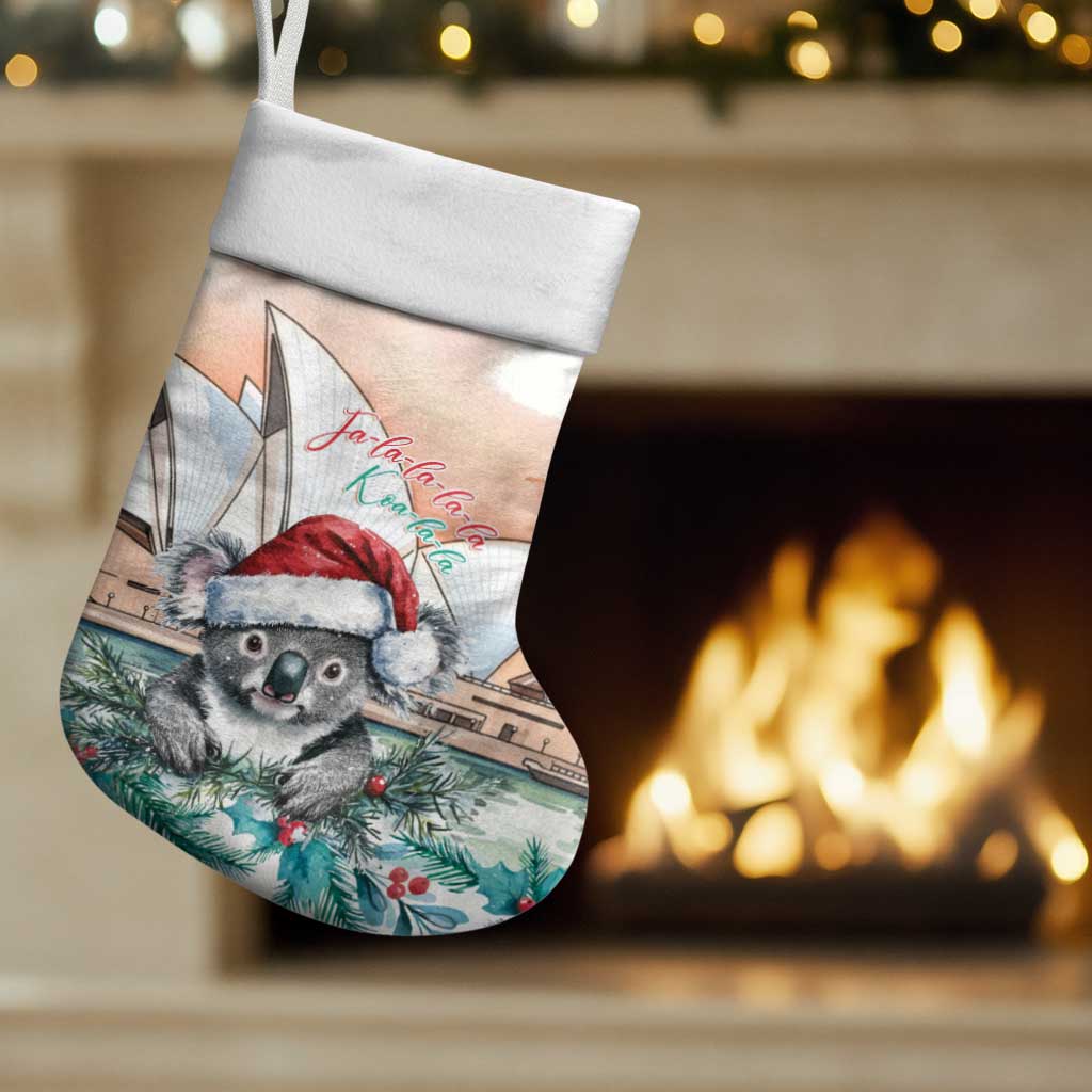 Australia Christmas Stocking Koala Santa Sydney Opera House Watercolor - Aussie Hoodie