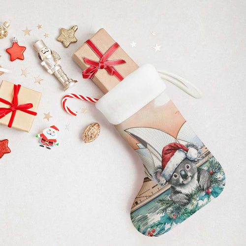 Australia Christmas Stocking Koala Santa Sydney Opera House Watercolor - Aussie Hoodie