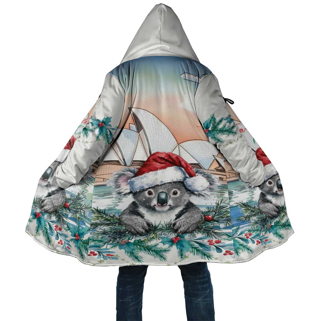 Australia Christmas Cloak Koala Santa Sydney Opera House Watercolor - Aussie Hoodie