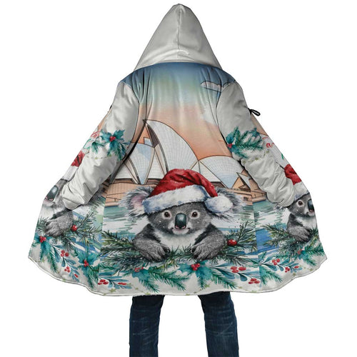 Australia Christmas Cloak Koala Santa Sydney Opera House Watercolor - Aussie Hoodie