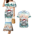 Australia Christmas Couples Matching Mermaid Dress and Hawaiian Shirt Koala Santa Sydney Opera House Watercolor - Aussie Hoodie